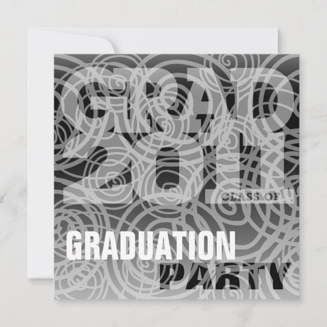 Graduation Party Invitation Twirl Classic Black (Front)