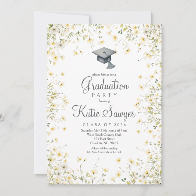 Graduation Party Invitation, Wildflower Graduation Invitation (Front)
