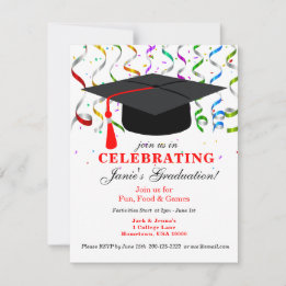 GRADUATION Party Invitation with Black Cap