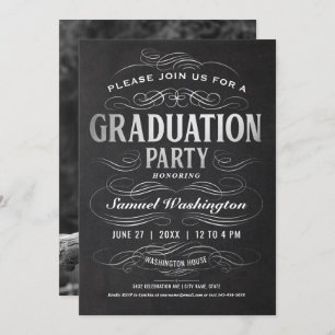 Graduation Party Invitations Foil Scrollwork