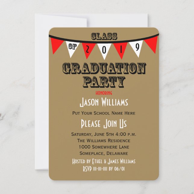 Graduation Party Invitations Red Flags (Front)