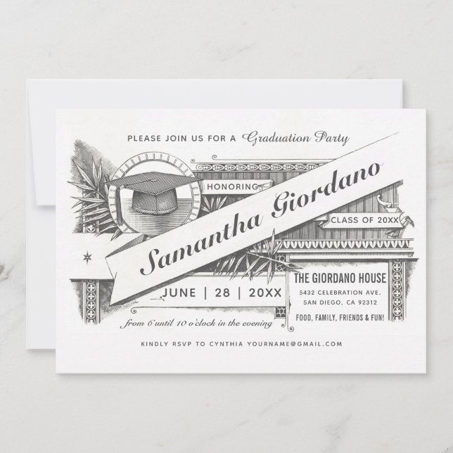 Graduation Party Invitations | Supreme Vintage (Front)