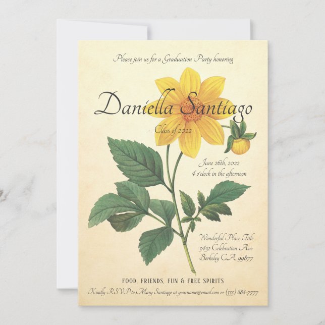 Graduation Party Invitations | Vintage Botanical (Front)