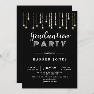 graduation party invite black and gold birthday