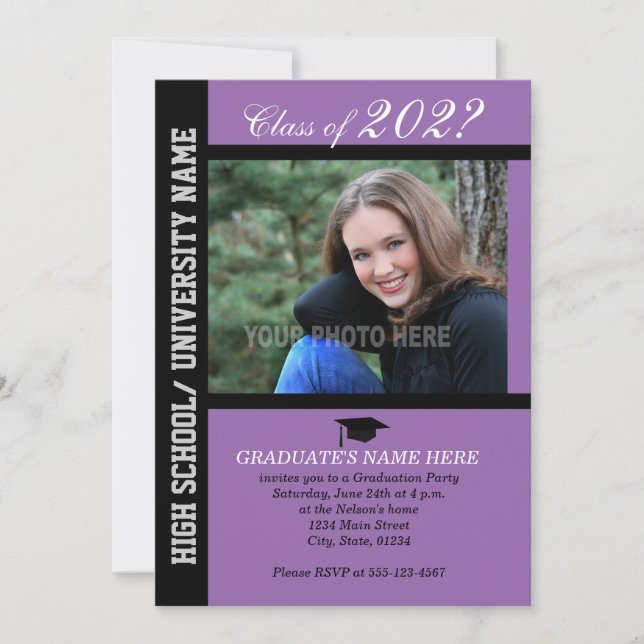 Graduation Party Invite-Purple-2 Invitation (Front)