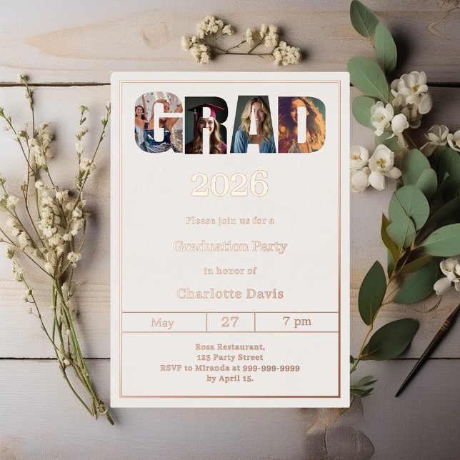 Graduation party ivory rose gold grad photo luxury (Creator Uploaded)