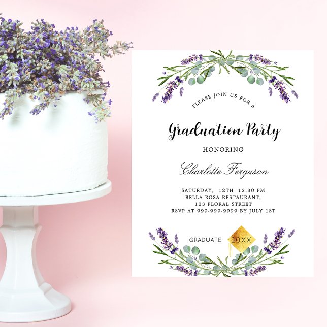 Graduation party lavender violet budget invitation flyer (Creator Uploaded)