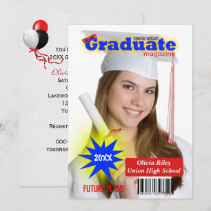 Graduation Party Magazine Cover  Invitation