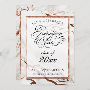 Graduation Party Marbleised Copper Typography Invitation