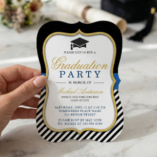 Graduation Party Modern Gold Bracket Frame Invitation