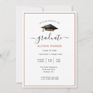 Graduation party Modern simple Photo  Invitation