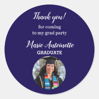 Graduation Party Modern Thank You Classic Round Sticker