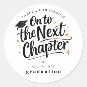 Graduation Party Modern Trendy Next Chapter Classic Round Sticker
