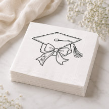Graduation Party Napkins, Cap Bow Grad Party