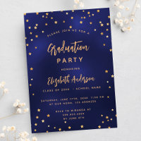 Graduation party navy blue gold stars
