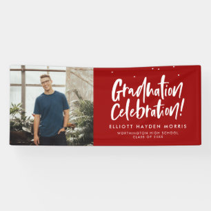 Graduation party one photo fun red banner