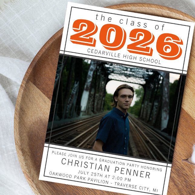 Graduation Party Open House 2023 Photo Orange Invitation (Creator Uploaded)