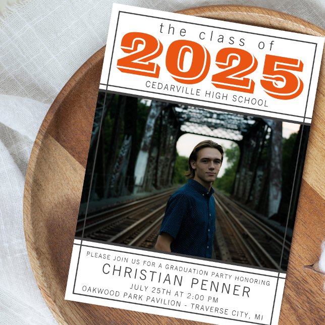 Graduation Party Open House 2023 Photo Orange Invitation (Creator Uploaded)