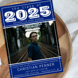 Graduation Party Open House 2025 Photo Blue Invitation