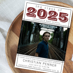 Graduation Party Open House 2025 Photo Maroon Invitation