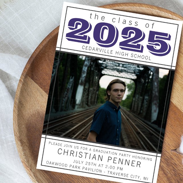 Graduation Party Open House 2025 Photo Purple Invitation (Creator Uploaded)