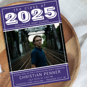 Graduation Party Open House 2025 Photo Purple Invitation