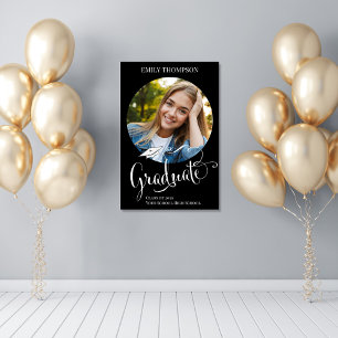 Graduation Party Photo Black and White Custom Poster