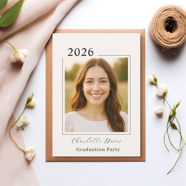 Graduation party photo class of 2026 beige invitation (Creator Uploaded)