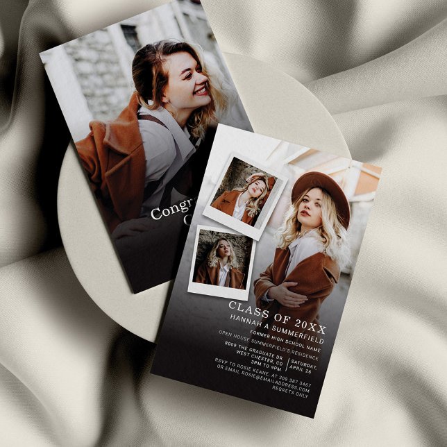 Graduation Party Photo Collage Open House Grad Invitation (Graduation Open House Photo Collage 2024 Invitation)