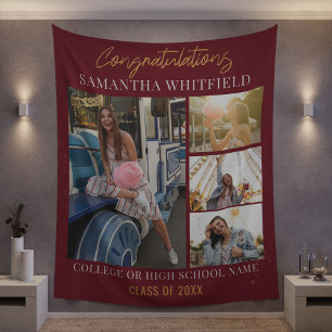 Graduation Party Photo Collage Photobooth Backdrop Tapestry