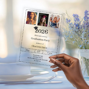 Graduation party photo luxury acrylic invitations