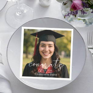 Graduation party photo script congrats luncheon napkin