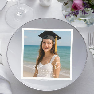Graduation party photo script luncheon napkin