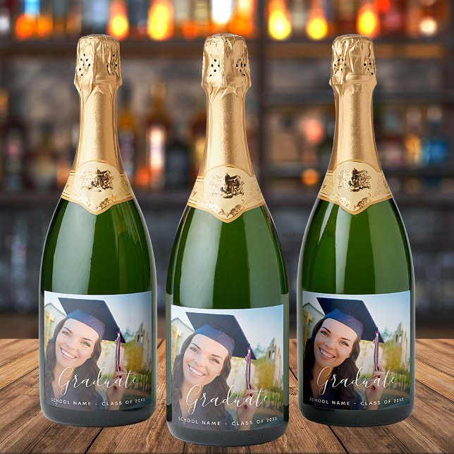 Graduation party photo script sparkling wine label (Creator Uploaded)