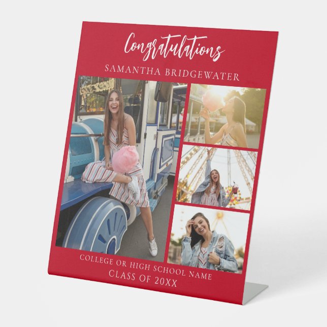 Graduation Party Photos Red Graduate 2025 Pedestal Sign (Front)