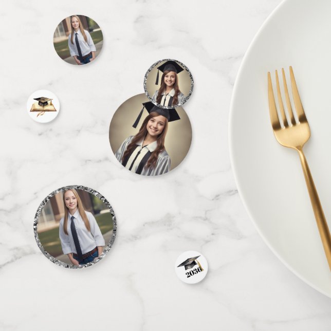 Graduation Party Photos Table Silver Confetti (Group)