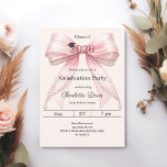 Graduation party pink bow cream class of 2026 invitation<br><div class="desc">Celebrate your achievement with this elegant pink bow graduation invitation. The design features a large, sophisticated bow with ribbon adorned with delicate pearl strings and a subtle mortarboard icon. It is the perfect choice for high school or college seniors looking for a feminine and chic announcement. Soft cream, ivory colored...</div>