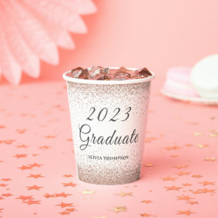 Graduation Party Pink Glitter Paper cup