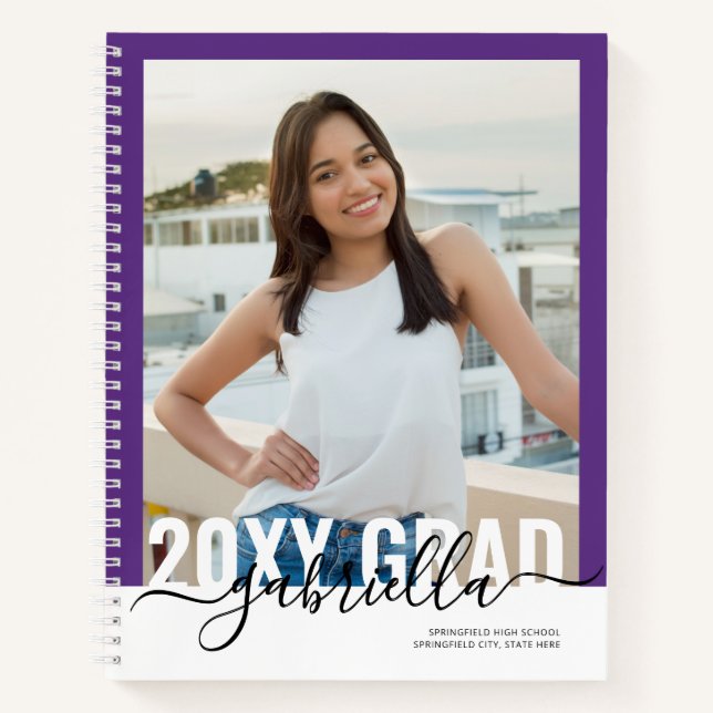 Graduation Party Purple Guest Advice Book Modern (Front)