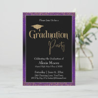 Graduation Party Purple Ombre Confetti Invitation