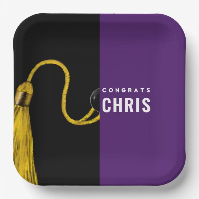 Graduation Party Purple Paper Plates (Front)