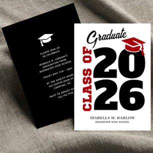 Graduation Party Red Black Invitation