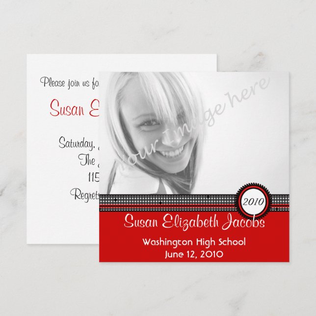 Graduation Party - Red & Black Invite (Front/Back)