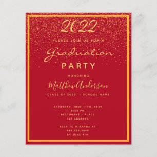 Graduation party red gold budget invitation 2026 flyer