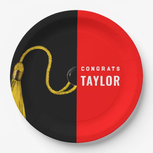 Graduation Party Red Paper Plates (Front)