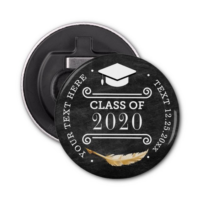 Graduation Party Retro Chalkboard Personalised Bottle Opener (Front)