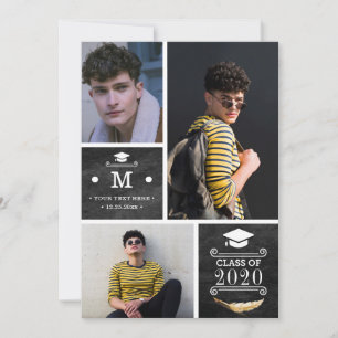 Graduation Party Retro Chalkboard Photo Announcement