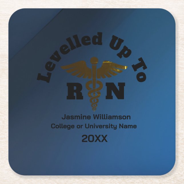 Graduation Party RN Navy Paper Coaster (Front)