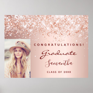 Graduation party rose gold glitter dust photo 2022 poster