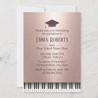 Graduation Party Rose Gold Piano Keys Music Major